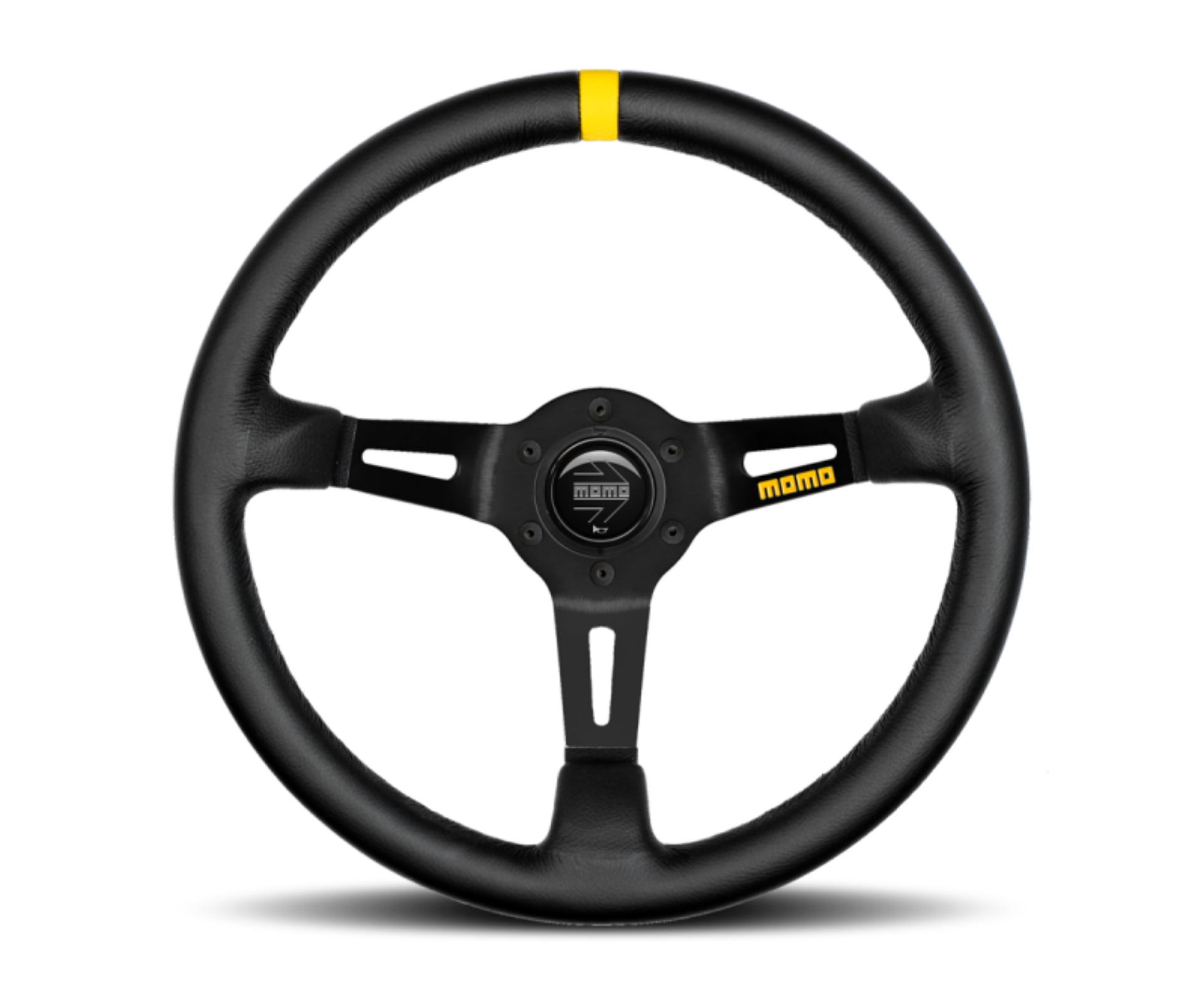 Picture of Momo MOD08 Steering Wheel 350 mm -  Black Leather-Black Spokes-1 Stripe