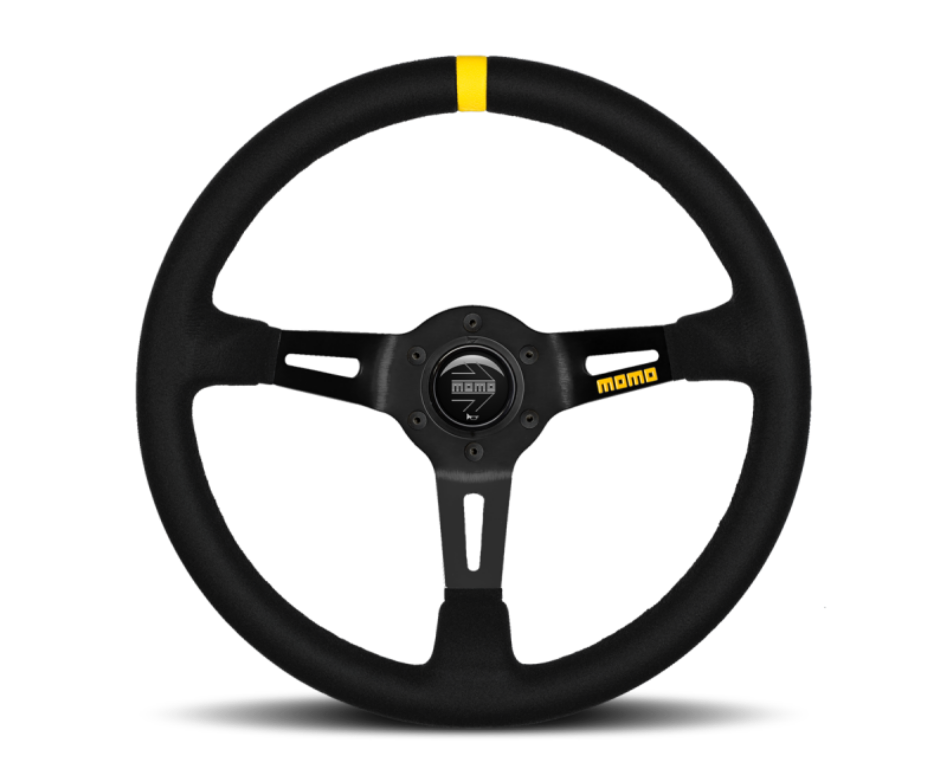 Picture of Momo MOD08 Steering Wheel 350 mm -  Black Suede-Black Spokes-1 Stripe