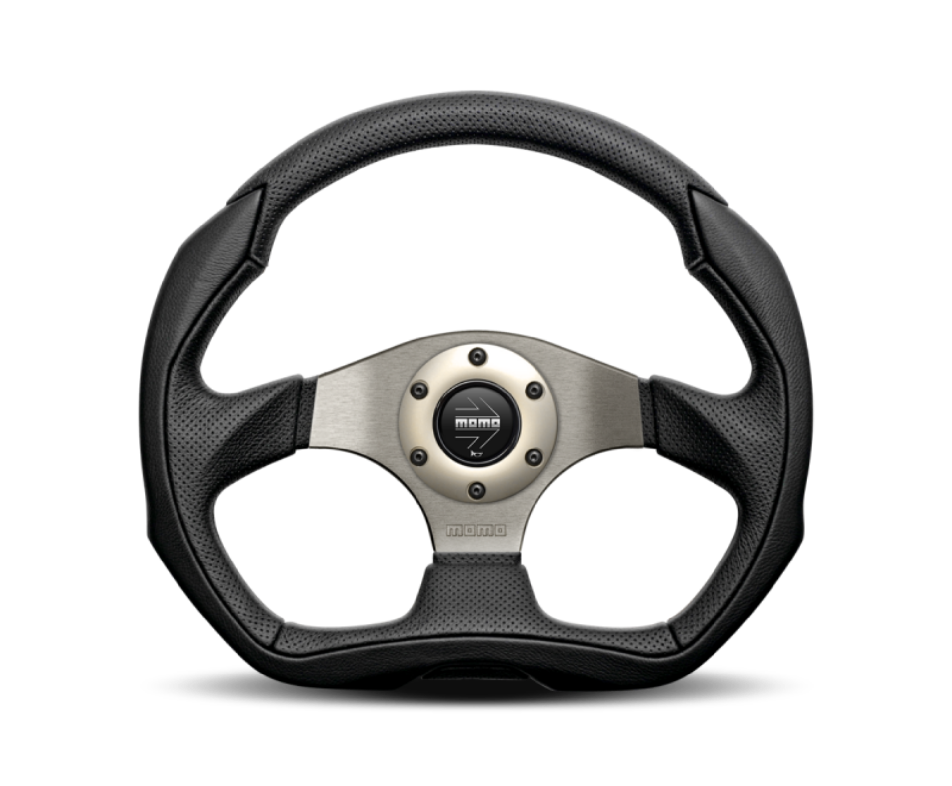 Picture of Momo Eagle Steering Wheel 350 mm - Black Leather-Anth Spokes