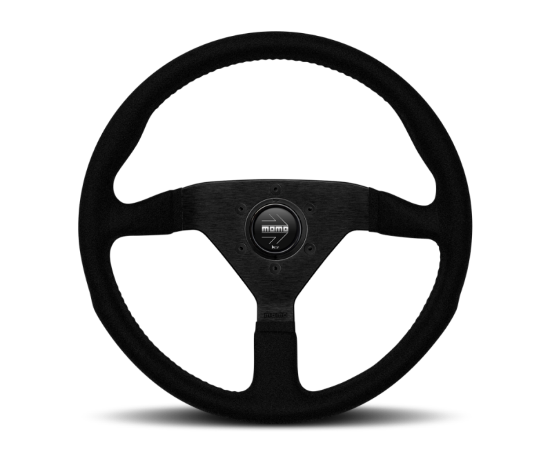 Picture of Momo Montecarlo Alcantara Steering Wheel 350 mm - Black-Black Stitch-Black Spokes
