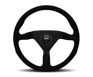 Picture of Momo Montecarlo Alcantara Steering Wheel 350 mm - Black-Black Stitch-Black Spokes