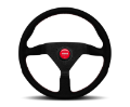 Picture of Momo Montecarlo Alcantara Steering Wheel 350 mm - Black-Red Stitch-Black Spokes