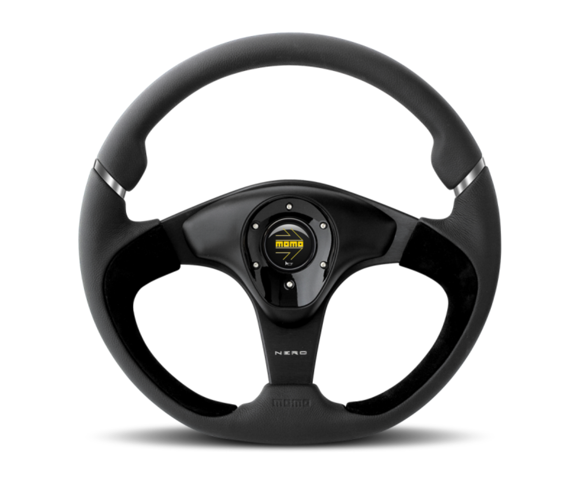 Picture of Momo Nero Steering Wheel 350 mm - Black Leather-Suede-Black Spokes