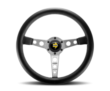 Picture of Momo Prototipo Steering Wheel 350 mm - Black Leather-Wht Stitch-Brshd Spokes