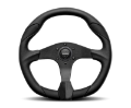 Picture of Momo Quark Steering Wheel 350 mm - Black Poly-Black Spokes-Black Inserts