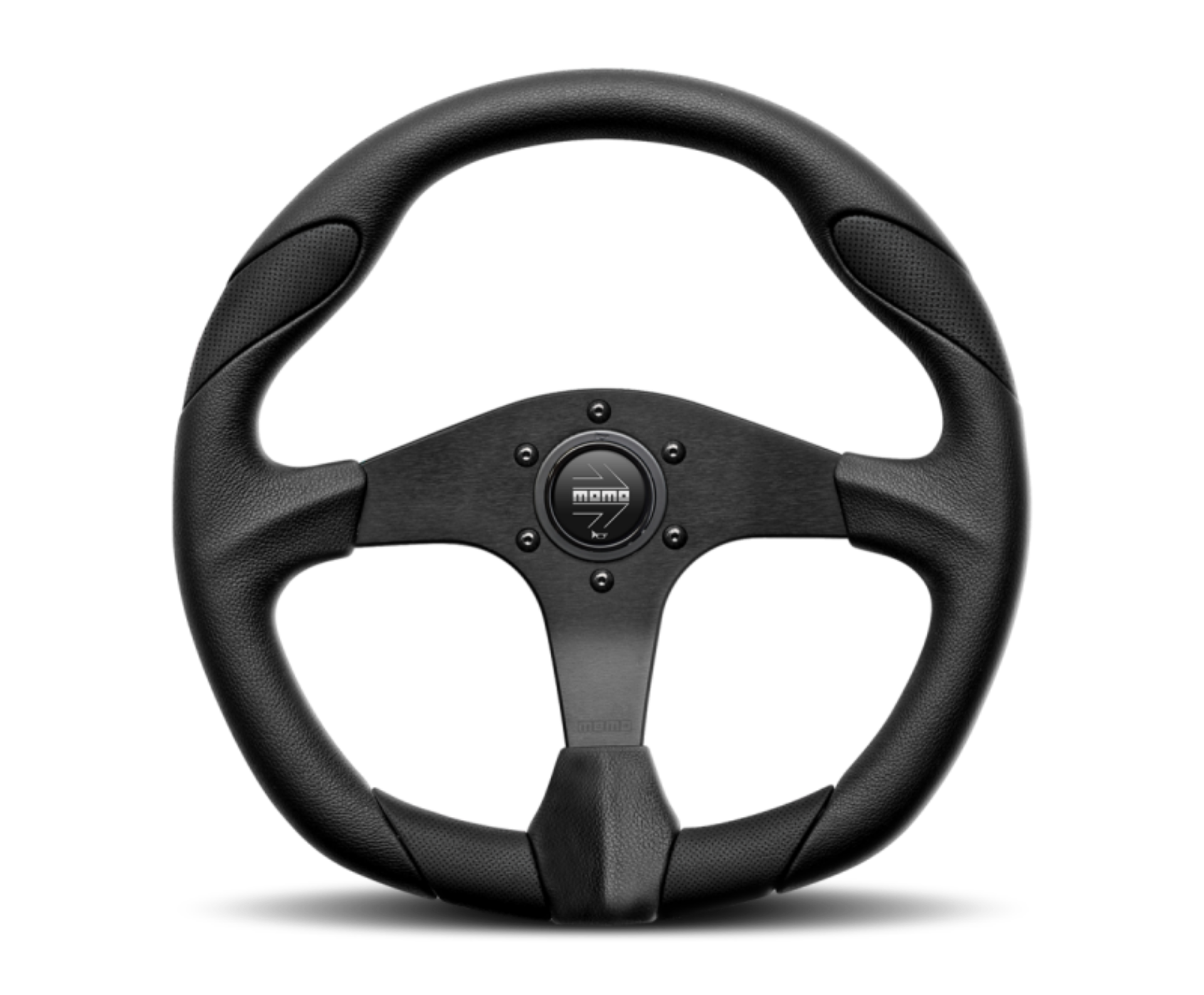 Picture of Momo Quark Steering Wheel 350 mm - Black Poly-Black Spokes-Black Inserts