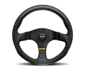 Picture of Momo Team Steering Wheel 280 mm - 4 Black Leather-Black Spokes