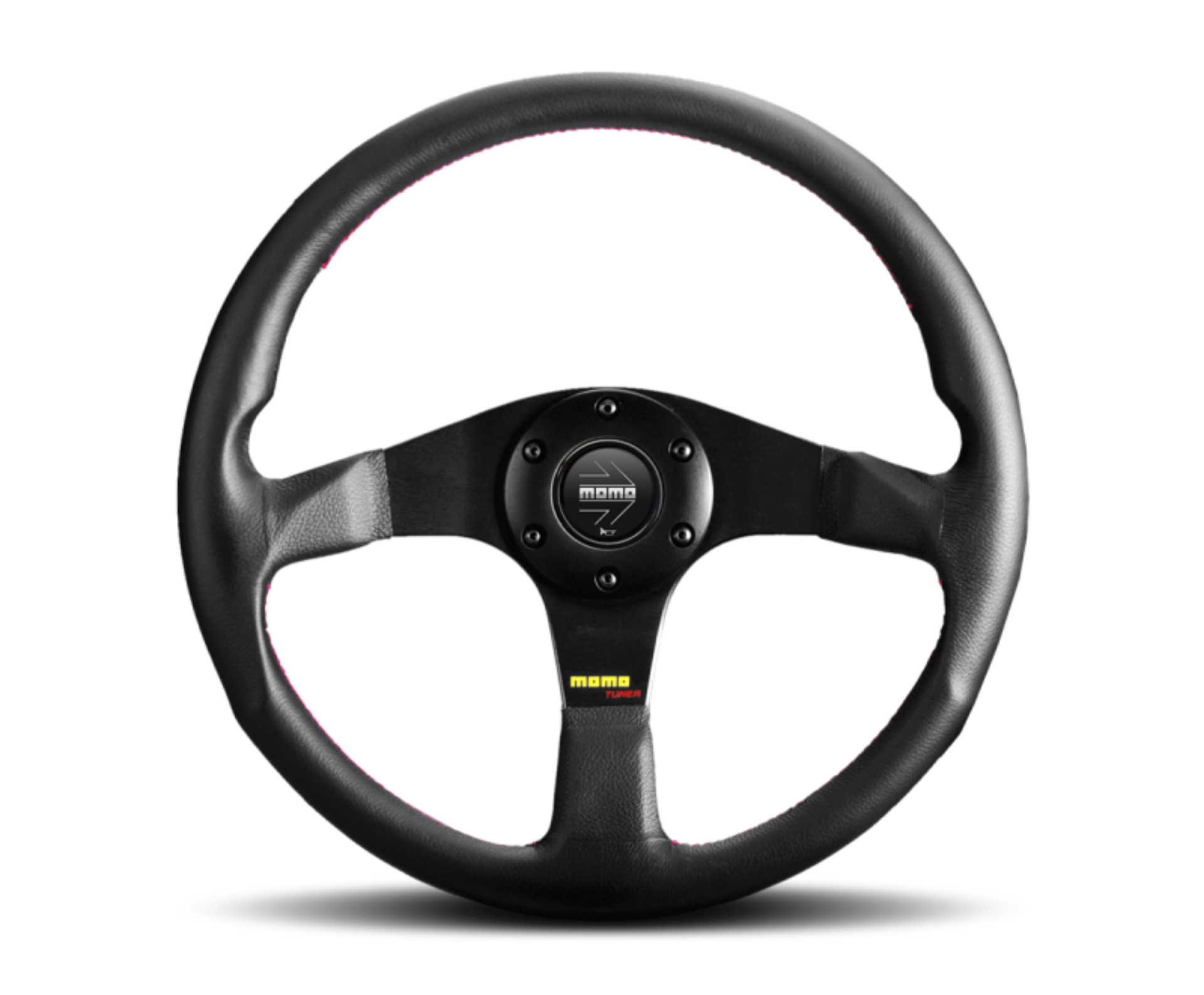 Picture of Momo Tuner Steering Wheel 350 mm - Black Leather-Red Stitch-Black Spokes