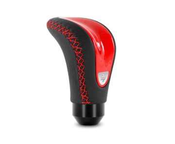 Picture of Momo Combat Evo Shift Knob - Black Leather, Red Insert, Red Stitching