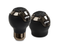 Picture of Momo Gotham Shift Knob - Black Leather, Dark Chrome Insert