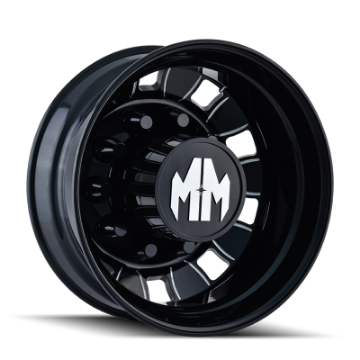 Picture of Mayhem 8180 BigRig 24-5x8-25-10x285-75 BP-168mm Offset-220-1mm Hub Rear Black w- Milled Spokes Wheel