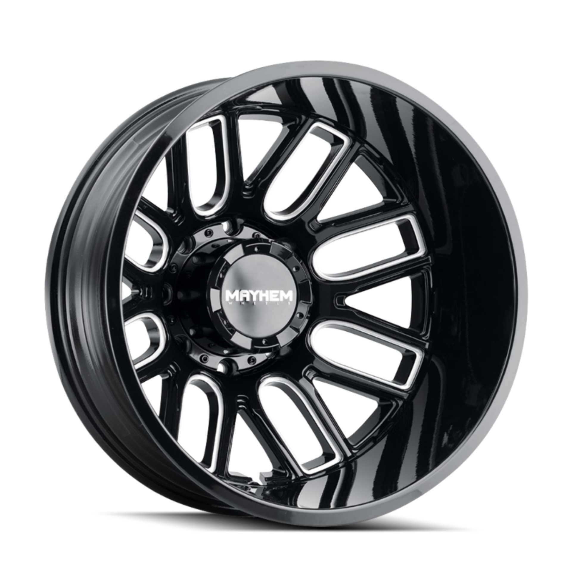 Picture of Mayhem 8107D Cogent Dually 20x8-25-8x170 BP--192mm Offset-124-9mm Hub Black w- Milled Spokes Wheel