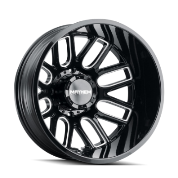 Picture of Mayhem 8107D Cogent Dually 20x8-25-8x210 BP--232mm Offset-154-2mm Hub Black w- Milled Spokes Wheel
