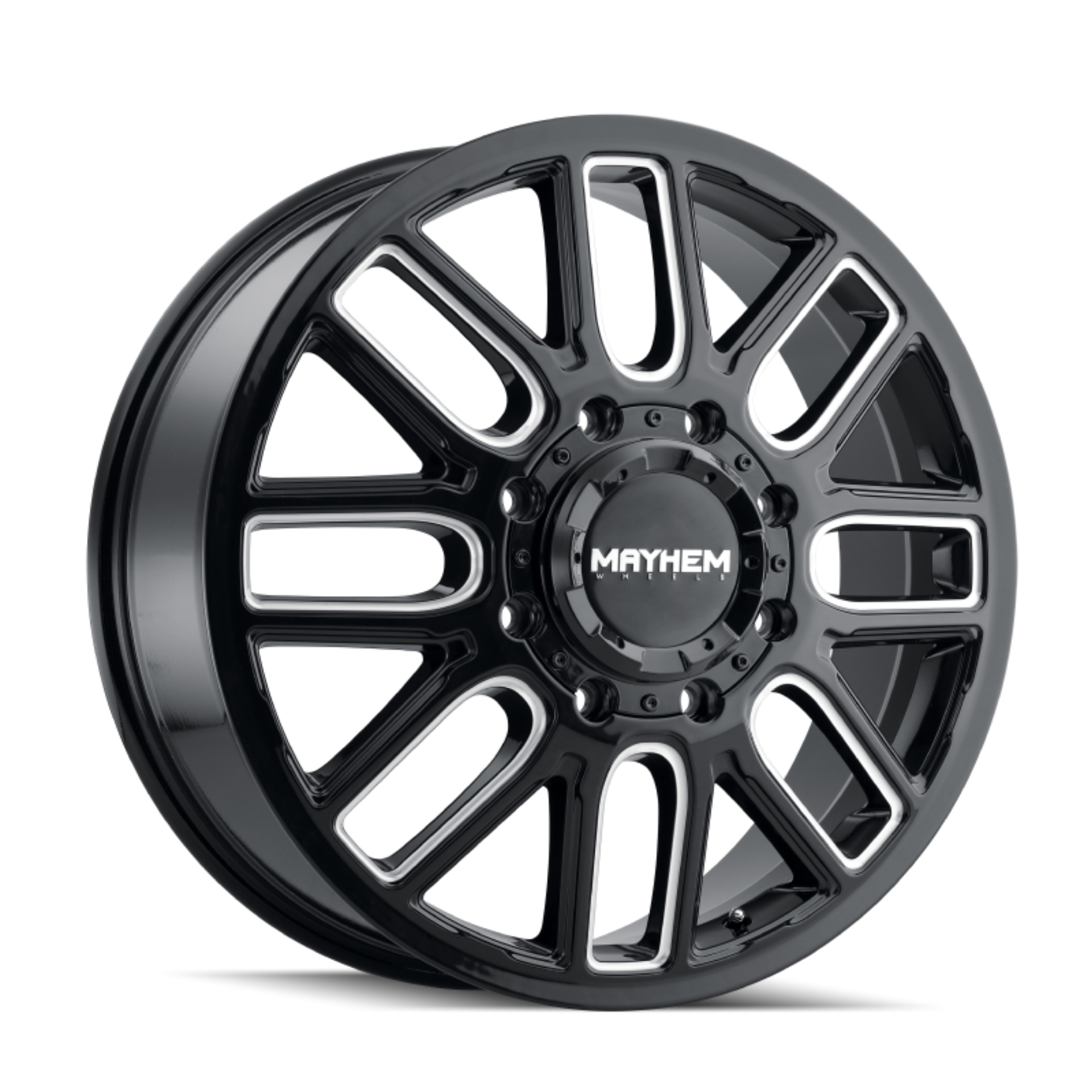Picture of Mayhem 8107D Cogent Dually 22x8-25 - 8x210 BP - 115mm Offset - 154-2mm Hub Blk w-Milled Spokes Wheel