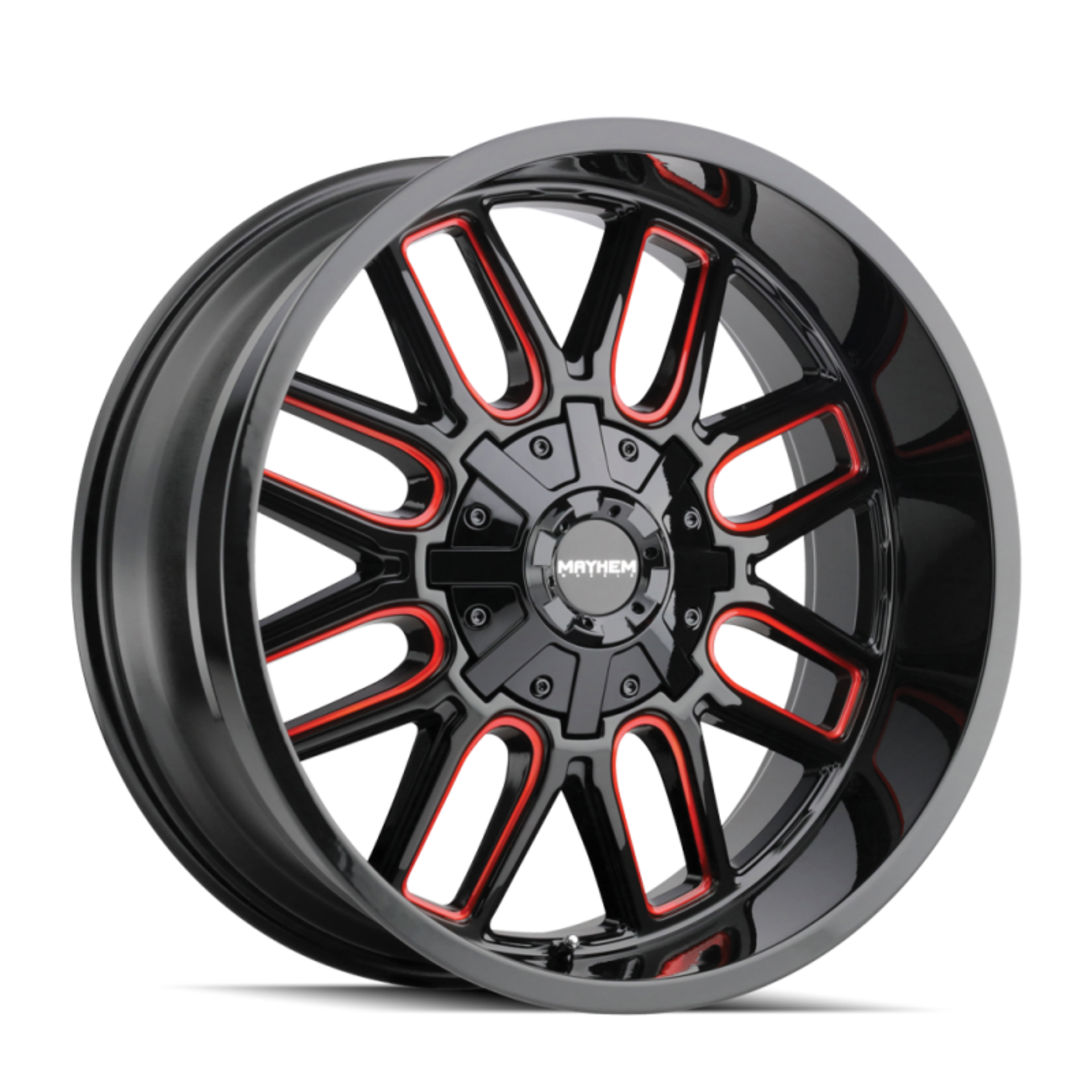 Picture of Mayhem 8107 Cogent 20x9 - 8x165-1 BP - 0mm Offset - 130-8mm Hub Black w- Prism Red Wheel