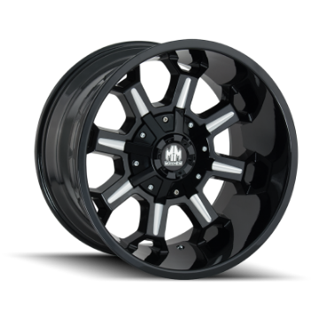 Picture of Mayhem 8105 Combat 20x9 - 5x150 BP - 18mm Offset - 110mm Hub Black w- Milled Spokes Wheel