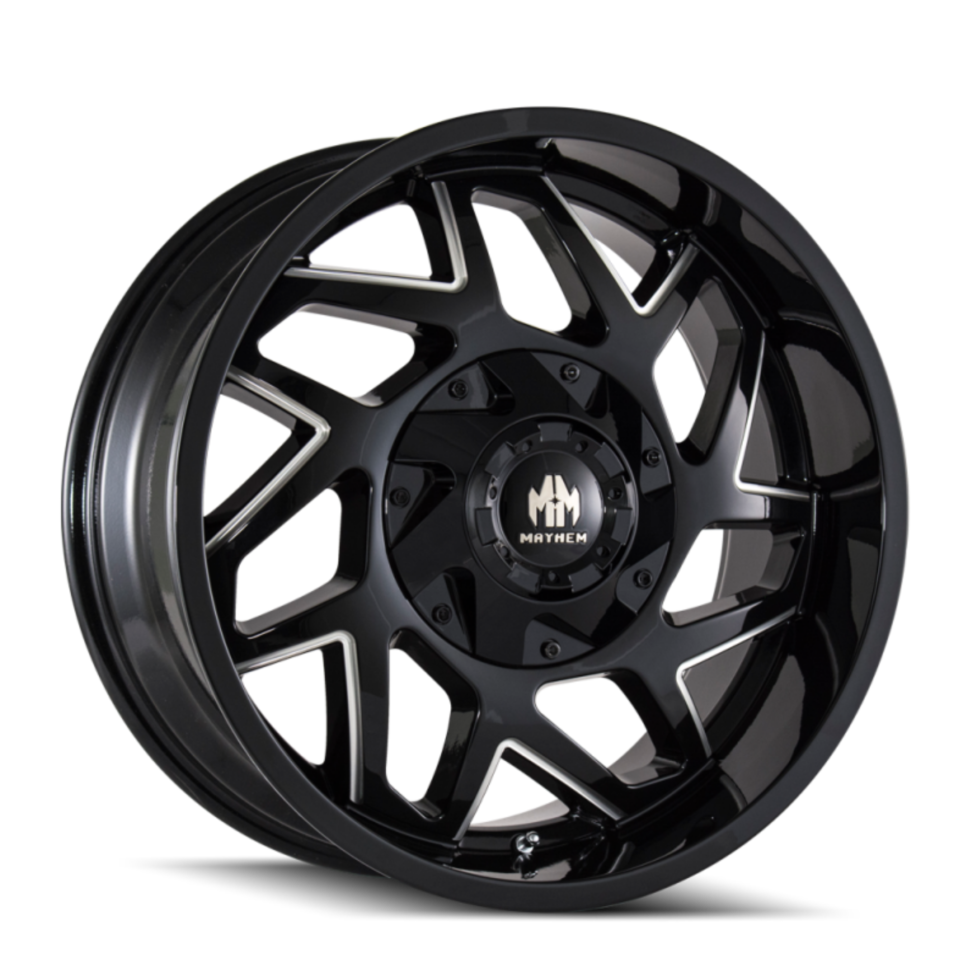 Picture of Mayhem 8106 Hatchet 20x9 - 8x180 BP - 18mm Offset - 124-1mm Hub Black w- Milled Spokes Wheel