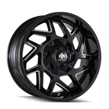 Picture of Mayhem 8106 Hatchet 20x9 - 8x180 BP - 18mm Offset - 124-1mm Hub Black w- Milled Spokes Wheel