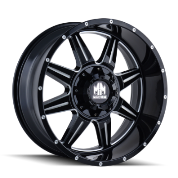 Picture of Mayhem 8100 Monstir 20x10 - 5x127 BP - -12mm Offset - 87mm Hub Black w- Milled Spokes Wheel
