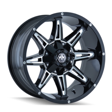 Picture of Mayhem 8090 Rampage 20x9 - 5x150 BP - 18mm Offset - 110mm Hub Black w- Milled Spokes Wheel