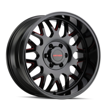 Picture of Mayhem 8110 Tripwire 20x10 - 8x170 BP - -19mm Offset - 130-8mm Hub Black w- Prism Red Wheel