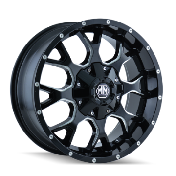 Picture of Mayhem 8015 Warrior 17x9 - 5x114-3 BP - -12mm Offset - 87mm Hub Black w- Milled Spokes Wheel