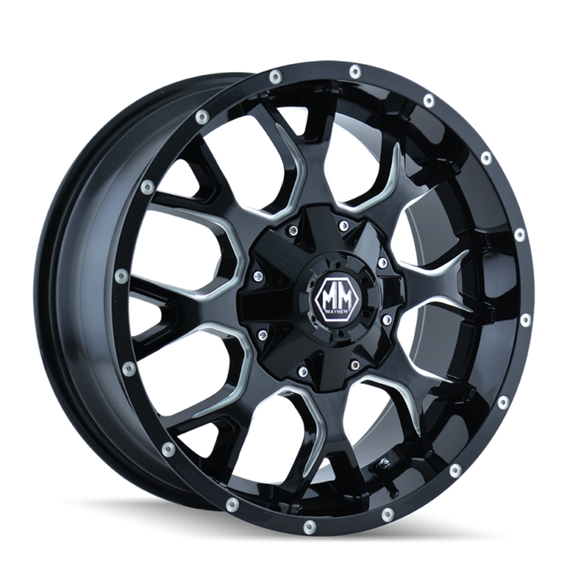 Picture of Mayhem 8015 Warrior 18x9 - 5x127 BP - -12mm Offset - 87mm Hub Black w- Milled Spokes Wheel