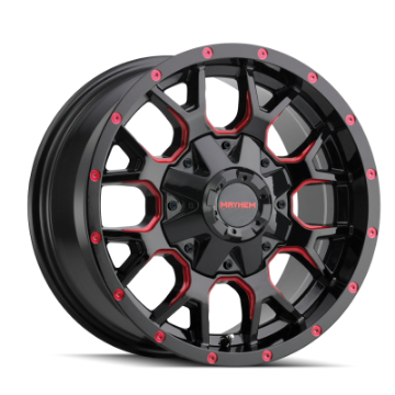 Picture of Mayhem 8015 Warrior 18x9 - 8x165-1 BP - 18mm Offset - 130-8mm Hub Black w- Prism Red Wheel
