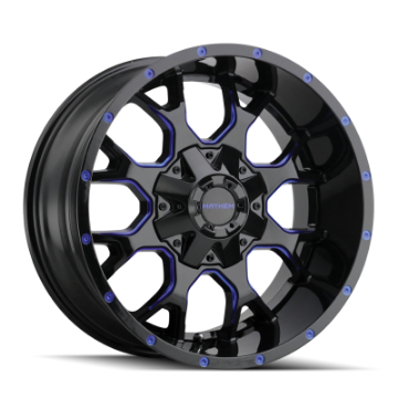 Picture of Mayhem 8015 Warrior 18x9 - 6x135 BP - -12mm Offset - 106mm Hub Black w- Prism Blue Wheel
