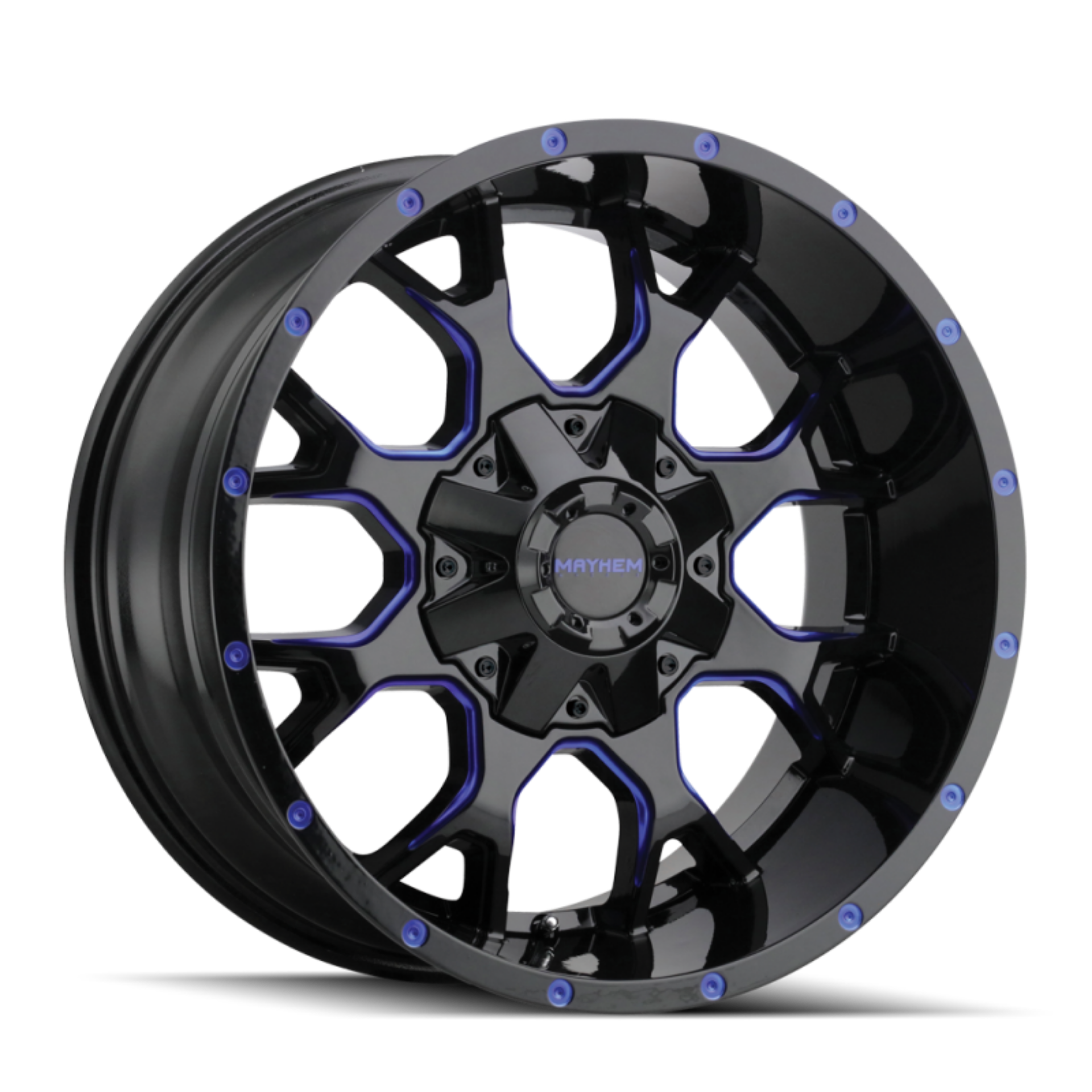 Picture of Mayhem 8015 Warrior 20x9 - 5x127 BP - 0mm Offset - 87mm Hub Black w- Prism Blue Wheel