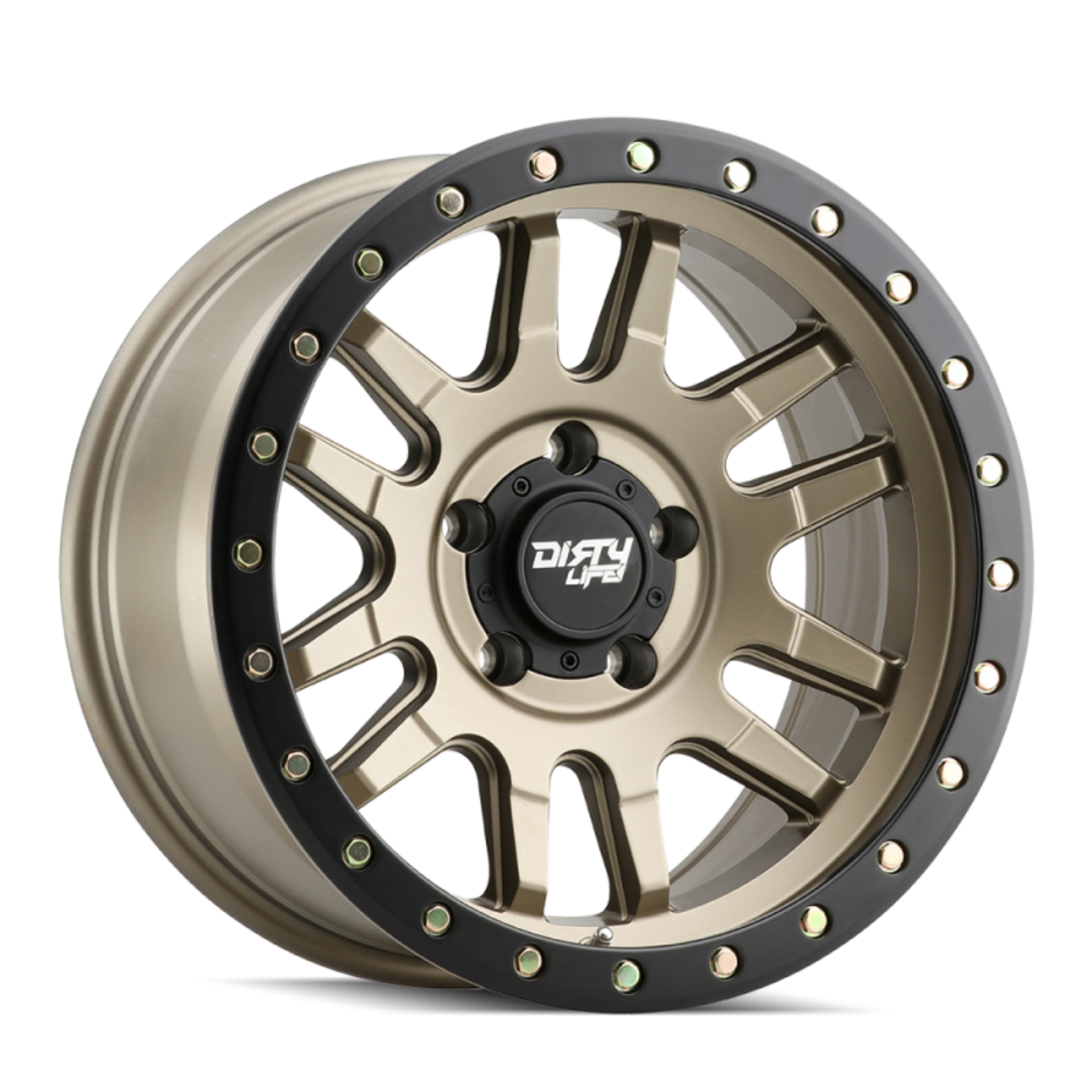 Picture of Dirty Life 9309 Canyon Pro 17x9-6x139-7 BP--12mm Offset-106mm Hub Satin Gold Wheel - Beadlock