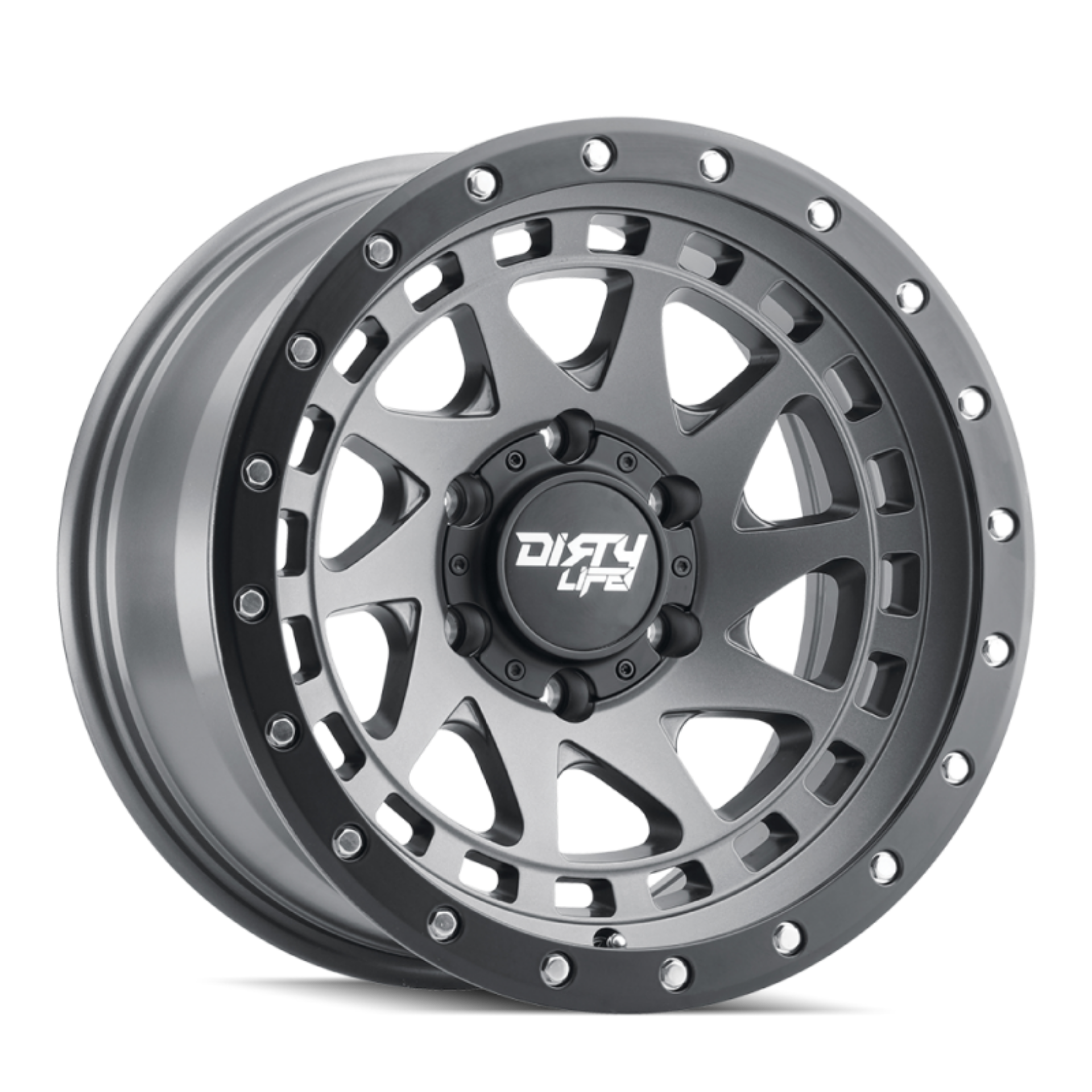 Picture of Dirty Life 9311 Enigma Pro 17x9-5x127 BP--12mm Offset-71-5mm Hub Satin Graphite Wheel - Beadlock