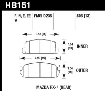 Picture of Hawk 1985 Mazda RX-7 1-1L GS Rear ER-1 Brake Pads