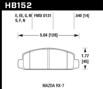 Picture of Hawk 88-91 Mazda RX-7 1-3L 10th Anniversary 1 Piston Caliper Front ER-1 Brake Pads