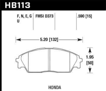 Picture of Hawk 90-91 Honda Civic 1-6L RT Front ER-1 Brake Pads