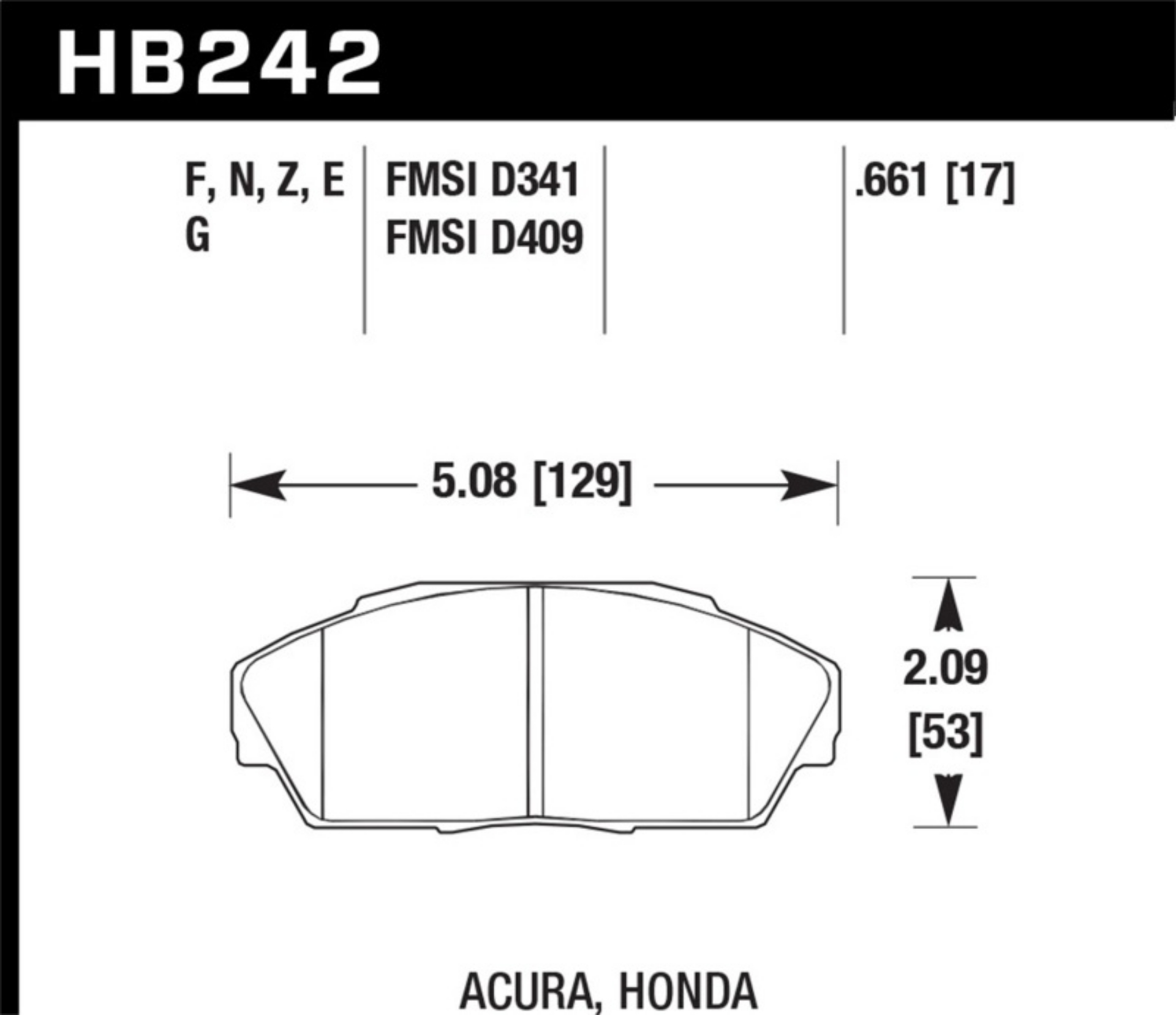 Picture of Hawk 92-93 Acura Integra 1-6L EX Front ER-1 Brake Pads