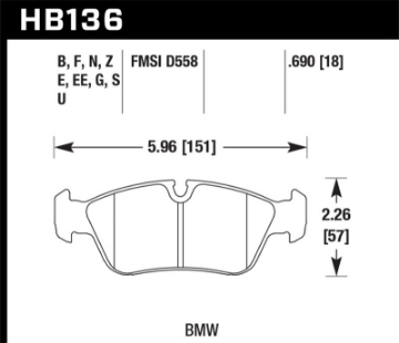 Picture of Hawk 92-98 BMW 318i 1-8L Sedan Front ER-1 Brake Pads