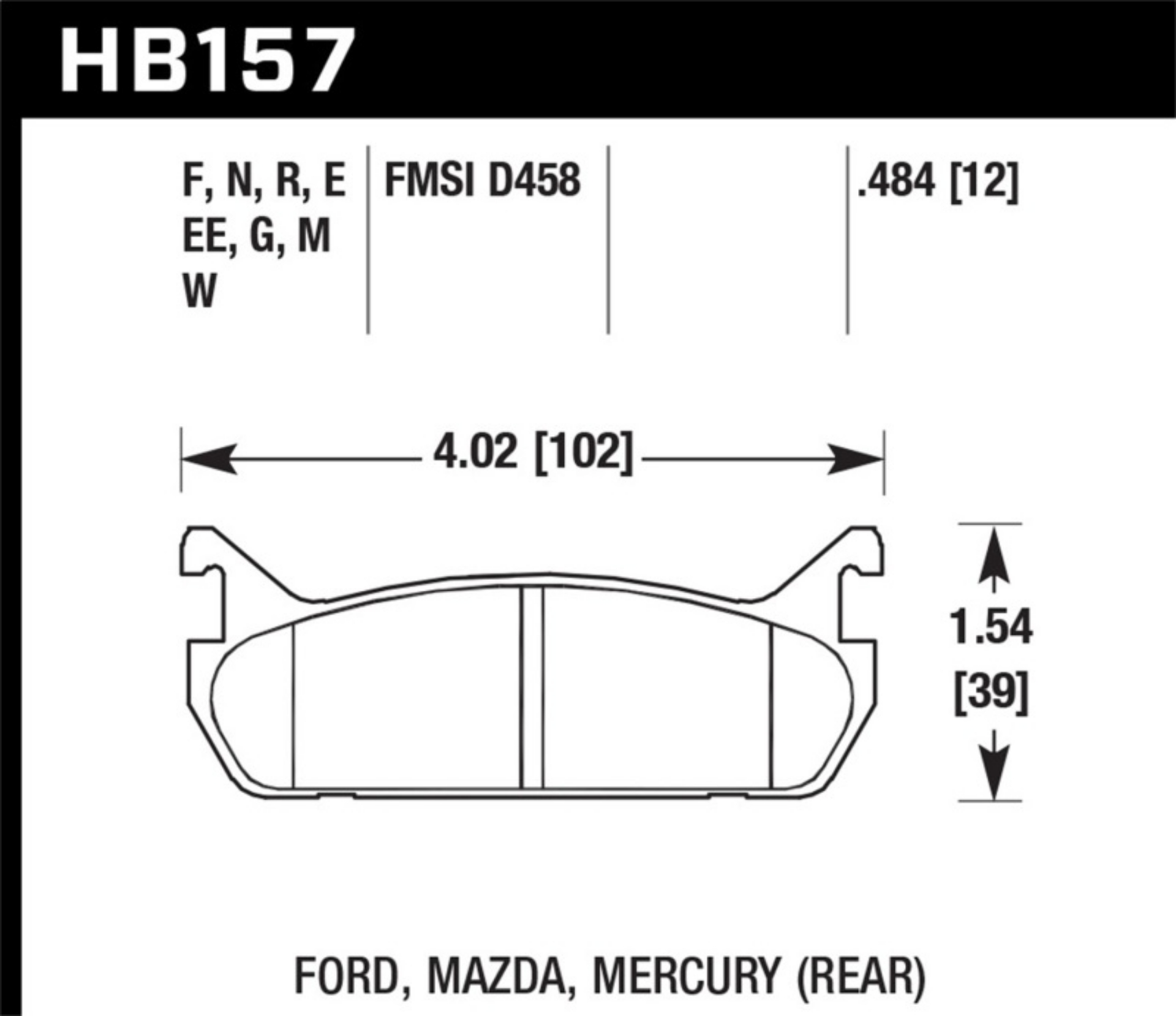 Picture of Hawk 91-96 Ford Escort 1-8L GT Rear ER-1 Brake Pads