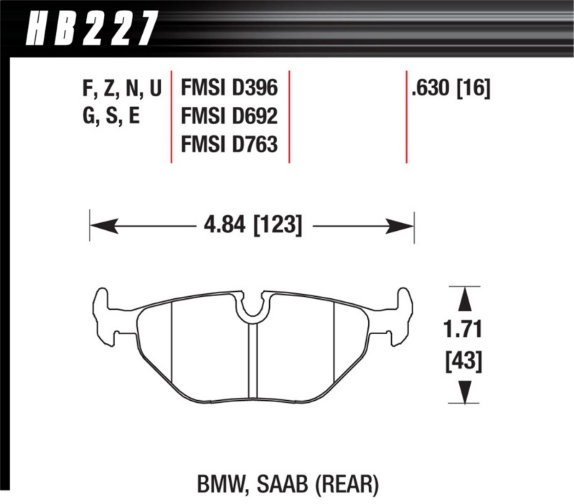Picture of Hawk 92-95 BMW 318i 1-8L Base Sedan Rear ER-1 Brake Pads