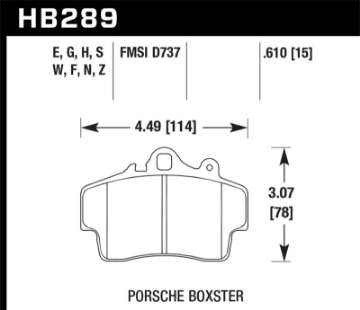 Picture of Hawk 97-99 Porsche Boxster 2-5L Base 4 Piston Caliper Front ER-1 Brake Pads