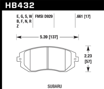 Picture of Hawk 2006 Saab 9-2X 2-5L 2-5i Front ER-1 Brake Pads