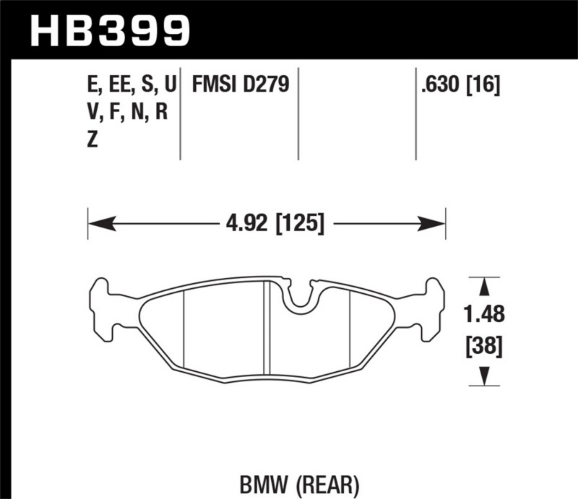 Picture of Hawk 86-87 BMW 325 2-7L Rear ER-1 Brake Pads