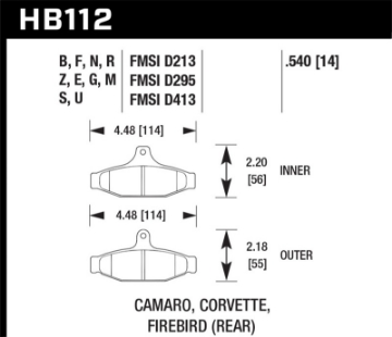 Picture of Hawk 88-89 Chevrolet Camaro 2-8L Rear ER-1 Brake Pads