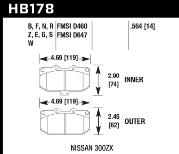 Picture of Hawk 90-96 Nissan 300ZX 3-0L 2+2 Front ER-1 Brake Pads
