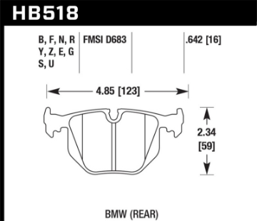 Picture of Hawk 01-05 BMW 330Ci 3-0L Base Rear ER-1 Brake Pads
