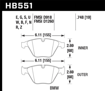 Picture of Hawk 2011 BMW 1 Series M 3-0L Base Front ER-1 Brake Pads