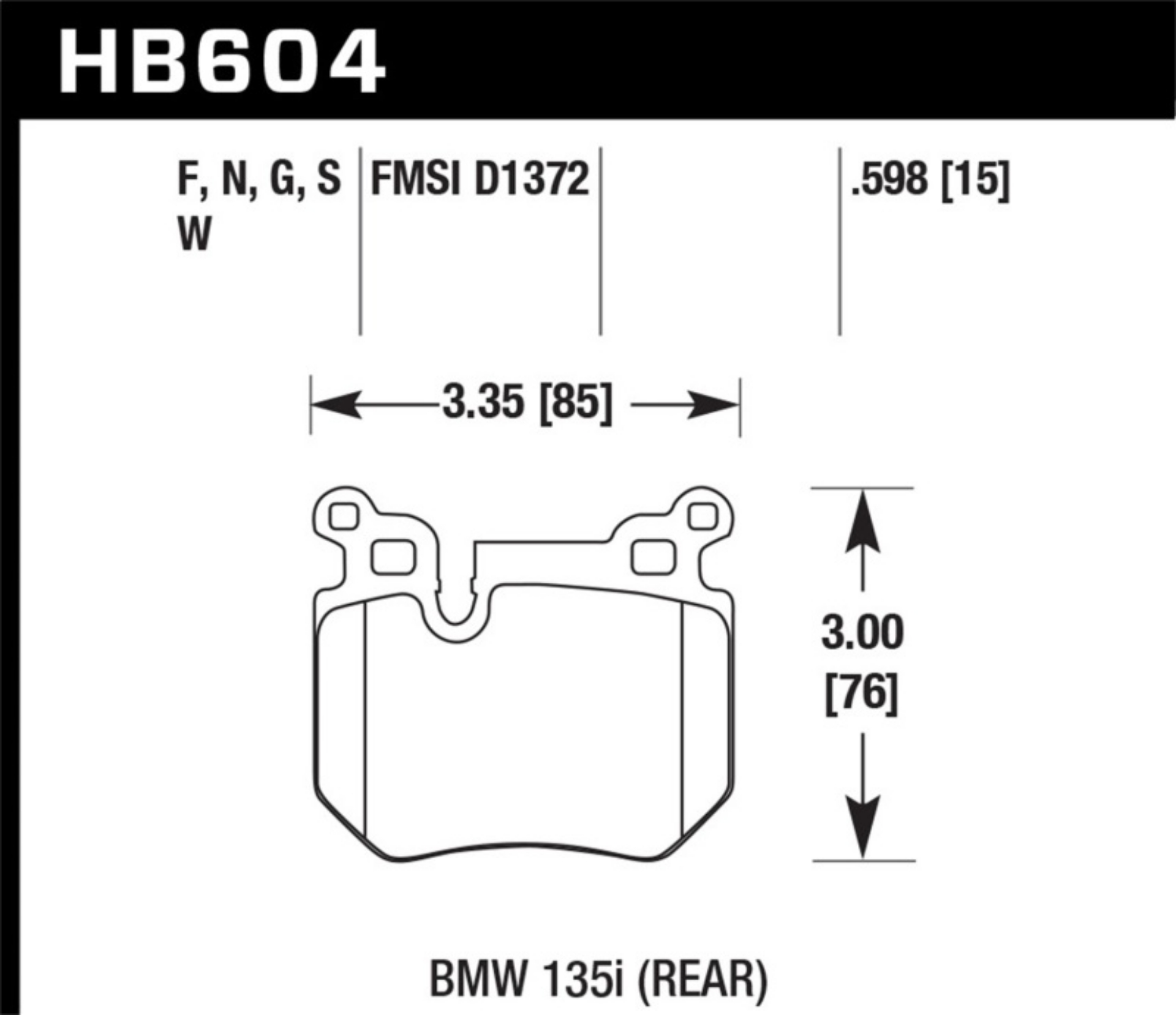 Picture of Hawk 08-13 BMW 135i 3-0L Base Rear ER-1 Brake Pads