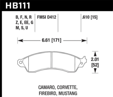 Picture of Hawk 1991 Chevrolet Camaro 3-1L Heritage Edition Performance Package Front ER-1 Brake Pads