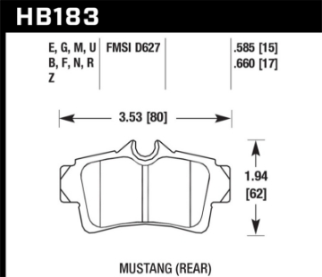 Picture of Hawk 95-04 Ford Mustang 4-6L Cobra Rear ER-1 Brake Pads
