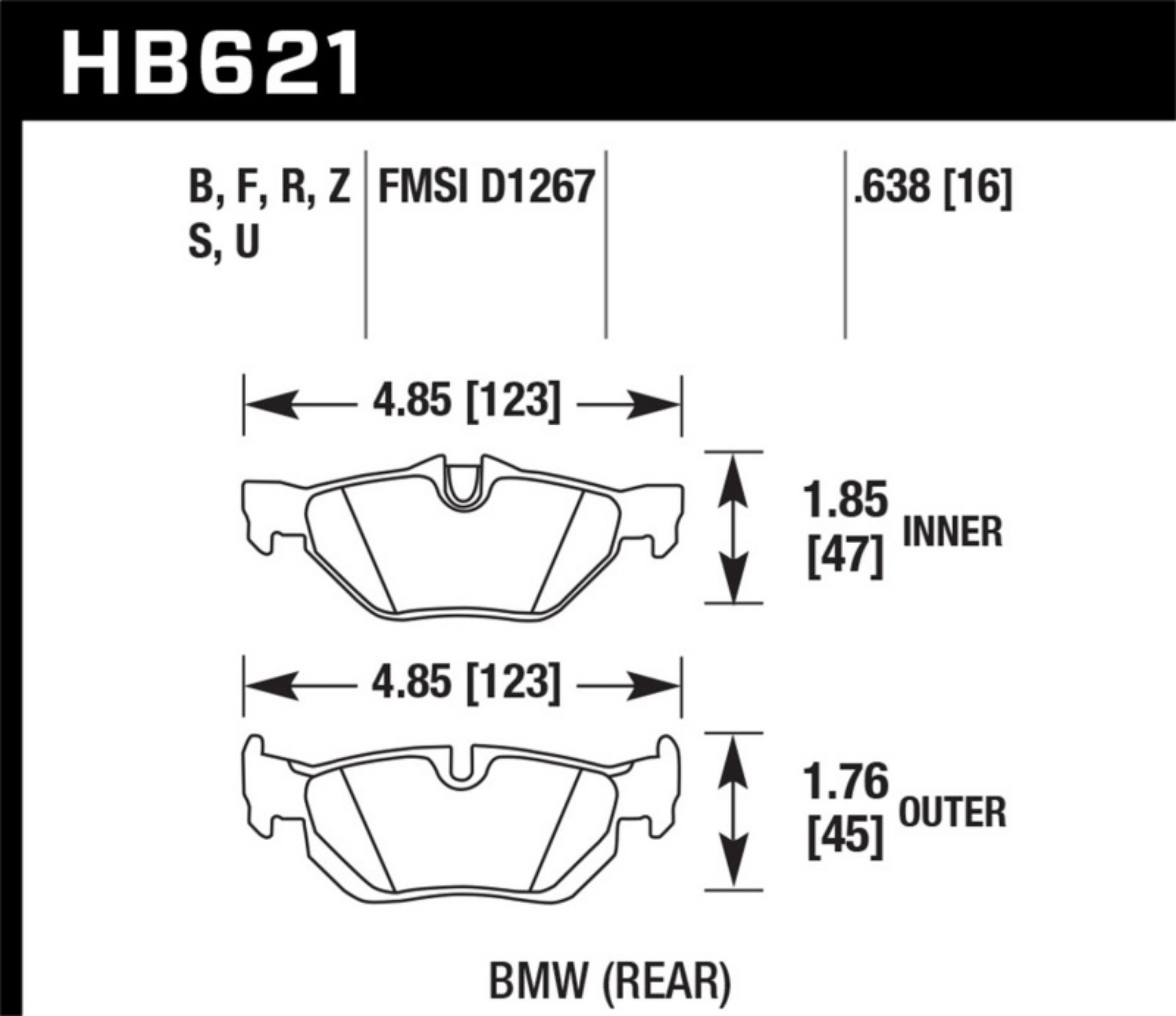 Picture of Hawk 2011 BMW 125i Rear ER-1 Brake Pads